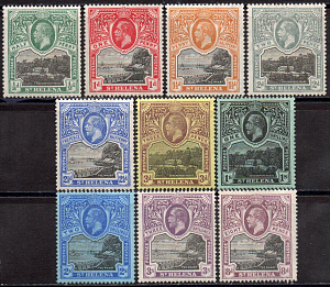 Остров Святой Елены: Король Георг V и Ландшафты. Серия 10 марок !